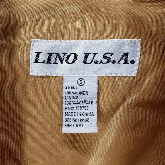Lino U.S.A. Yellow 100%Linen Embroidered Lace Detail Top Size Small - Picture 7 of 12